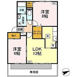 ＴＭＫホープII　K棟 1階2LDKの間取り