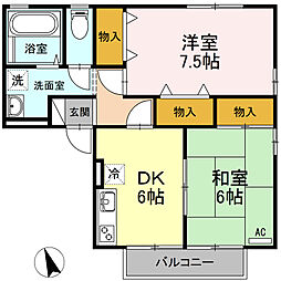 エトワールモーリ 2DKの間取図画像