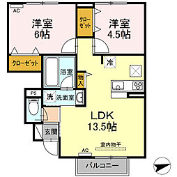レジデンス東福原 1階2LDKの間取り