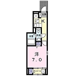 フラーリッシュ 1Kの間取図画像