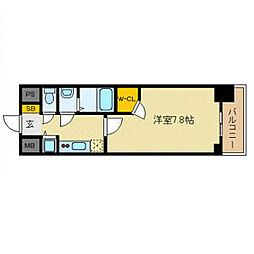 プレサンス栄ライズ 1Kの間取図画像