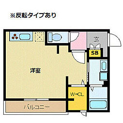 Dolce 3階ワンルームの間取り