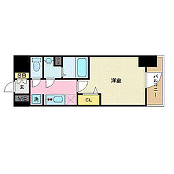 プレサンス広島中央 1Kの間取図画像