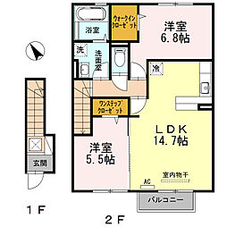 ダディハウス陣城4 2LDKの間取図画像