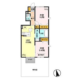 オーフィング 1階2LDKの間取り
