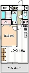ヴァンオンズ 1LDKの間取図画像
