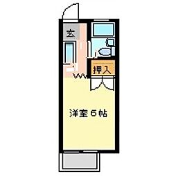 パナハイツK 2階1Kの間取り