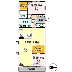 マーレ京町 3階2LDKの間取り