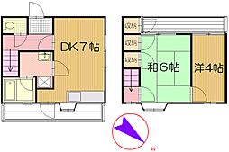 シティハウス大下 1階2DKの間取り