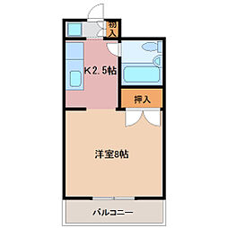 ビューハイツ兄山 1Kの間取図画像