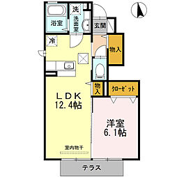 黒髪サンハイツIII　B棟 1階1LDKの間取り