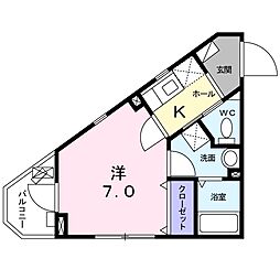 レガリアグレイス 1Kの間取図画像