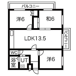 スカイハイツ玉手 3LDKの間取図画像