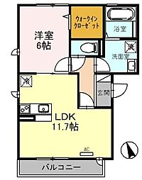 バレンシア 1LDKの間取図画像