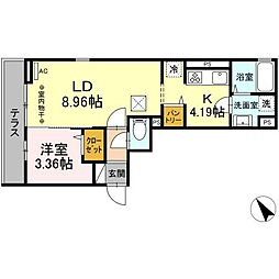 ロゼ　清新 1階1LDKの間取り