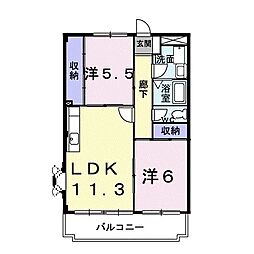 サンパティーク・ロジュマン 2階2LDKの間取り