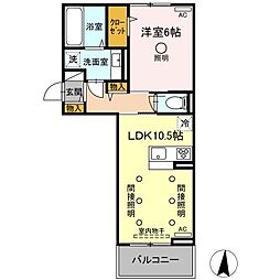 メゾン・ド・シュシュ 2階1LDKの間取り