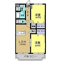 Y.M.ソレイユ2 2LDKの間取図画像