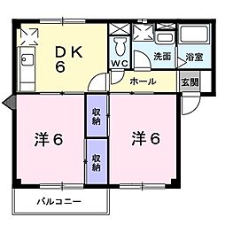 クレセントイワイ 2DKの間取図画像