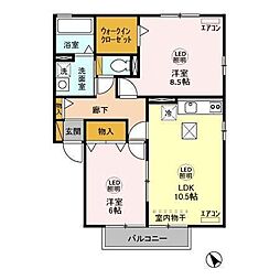 ロイヤルウイングA 2LDKの間取図画像