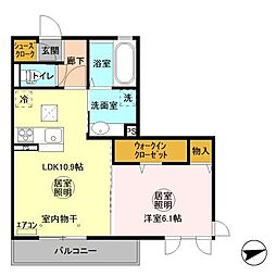 メセナ笠原南 1LDKの間取図画像