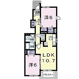 パレ・ソレイユ 2LDKの間取図画像