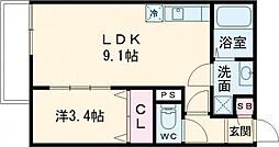 エステイトN湊2 1LDKの間取図画像