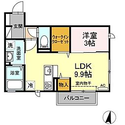 リーベ 2階1LDKの間取り