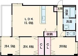 小嶺ハイツＣ 303 3階3LDKの間取り