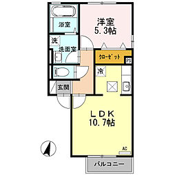 エクレール南岩国 1LDKの間取図画像