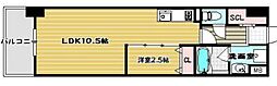 ライフフィールド銀天町 1LDKの間取図画像