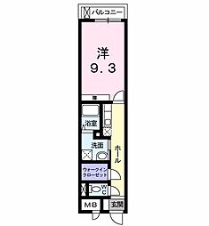 オータムアベニュー 1Kの間取図画像