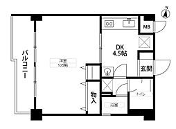 チコーベルメゾン桂 4階1DKの間取り