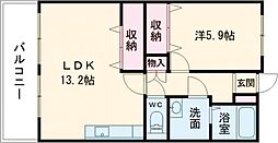 熊本市電B系統 杉塘駅 徒歩12分の賃貸マンション 7階1LDKの間取り