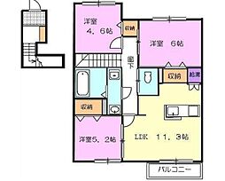 エルメゾン仏生山B 3LDKの間取図画像