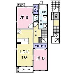 エスターテ2 2LDKの間取図画像