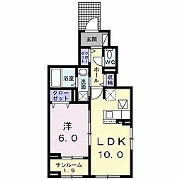 グラン サウス 1LDKの間取図画像