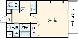 ジーイー・トワ 1Kの間取図画像