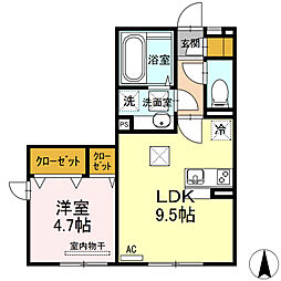 コンフィデンスK.S近見 1階1LDKの間取り