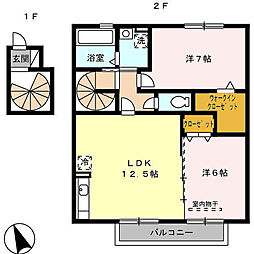クレセントA 2LDKの間取図画像