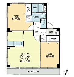フォブール世俵　Ｂ 2階2LDKの間取り