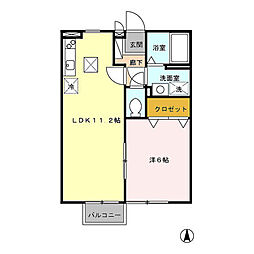 ルピナス天祐A 1LDKの間取図画像