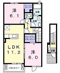 セレノカーサOMI 2LDKの間取図画像