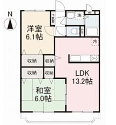 Ｆｒｕｉｔｆｕｌ　A棟 2階2LDKの間取り