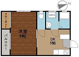 メゾン山一 1DKの間取図画像