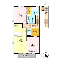 D-room押日 2階2LDKの間取り