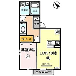 カーサ・ビアンカ 2階1LDKの間取り