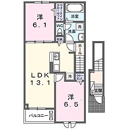 フィエルテ 2階2LDKの間取り