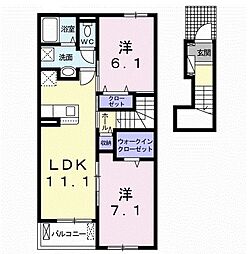 スリザリン3 2LDKの間取図画像