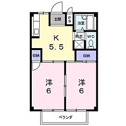 オーキッド江島B 2Kの間取図画像